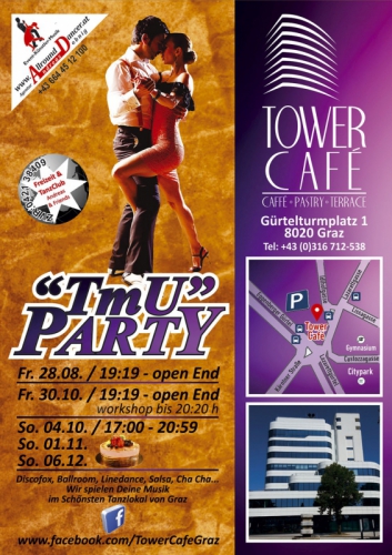 Tower Cafe ab Fr. 28.8.  bis So 6.12 Partys Gürtelturmplatz1 Graz alleine